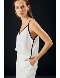 Contrast Strap Blouse - 6