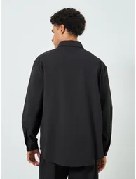 Men Relaxed Fit Linen Blend Shirt with Button-Down Collar - 4