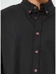 Men Relaxed Fit Linen Blend Shirt with Button-Down Collar - 3