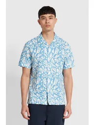 Saunders Short Sleeve Revere Shirt Blue