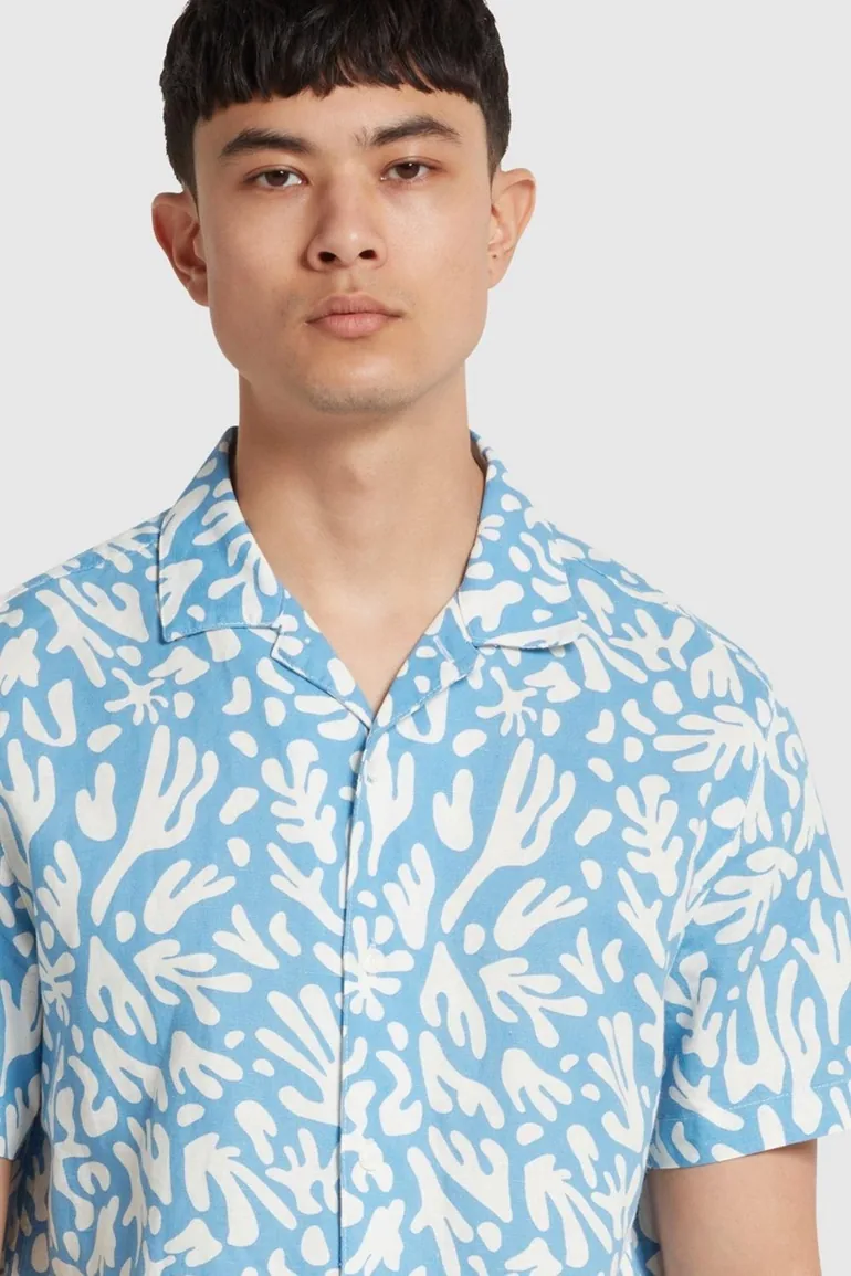 Saunders Short Sleeve Revere Shirt Blue - 3