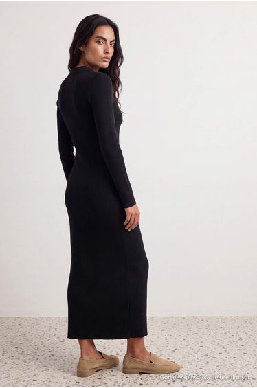 Black Maxi Length Knitwear Cotton Dress product thumbnail 4