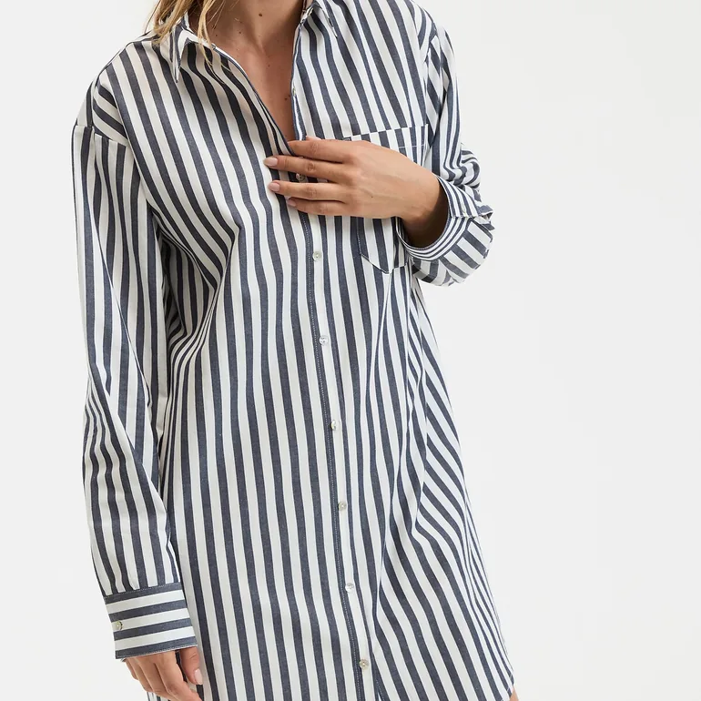 Signatures Carola Striped Nightshirt in Poplin - 3