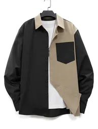 Men Two-Tone Button-Down Shirt with Pocket