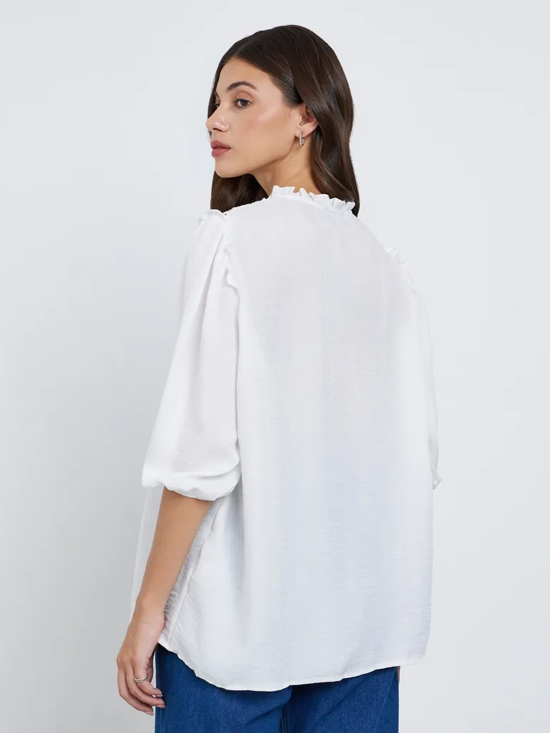 Solid Burnout Oversized Shirt - 3