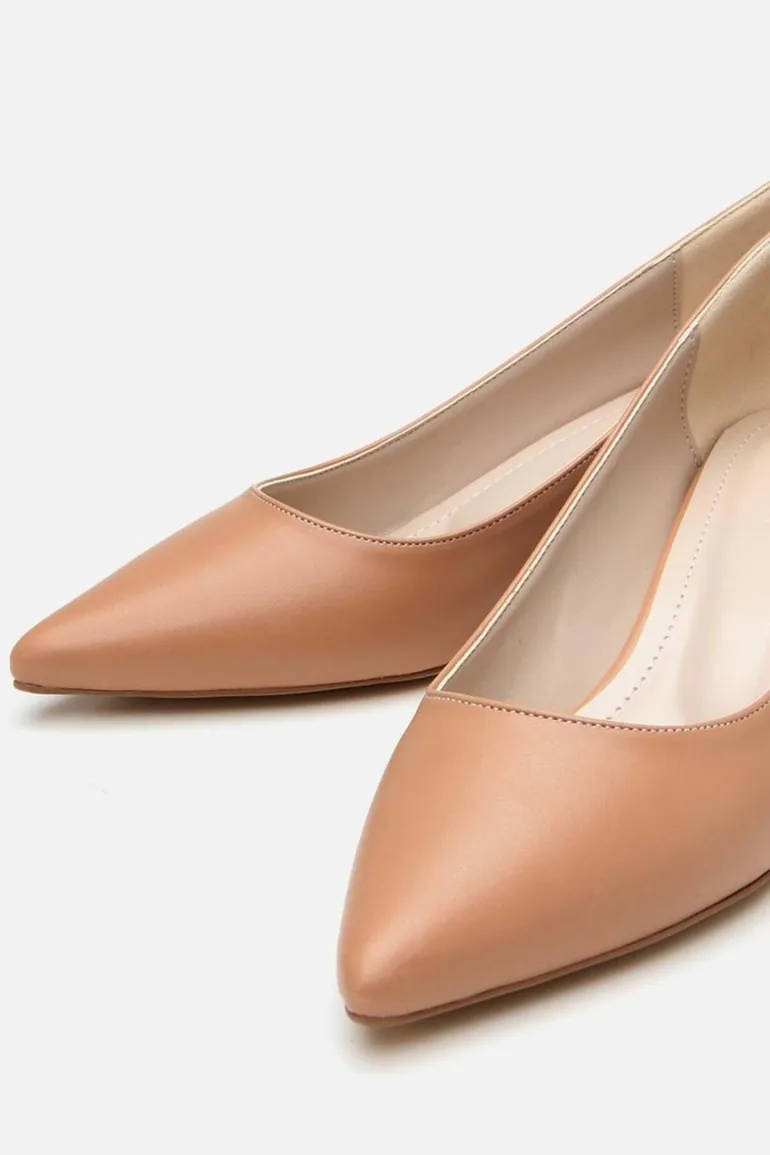 Women's Beige Short Heeled Stiletto - 4