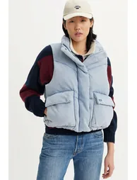 Cotton Padded Gilet with High Neck