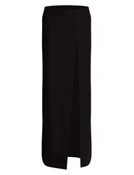 Black Woven Split Leg Maxi Skirt - 4