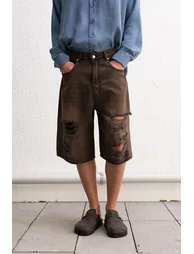 GIESTO Destroyed Denim Shorts