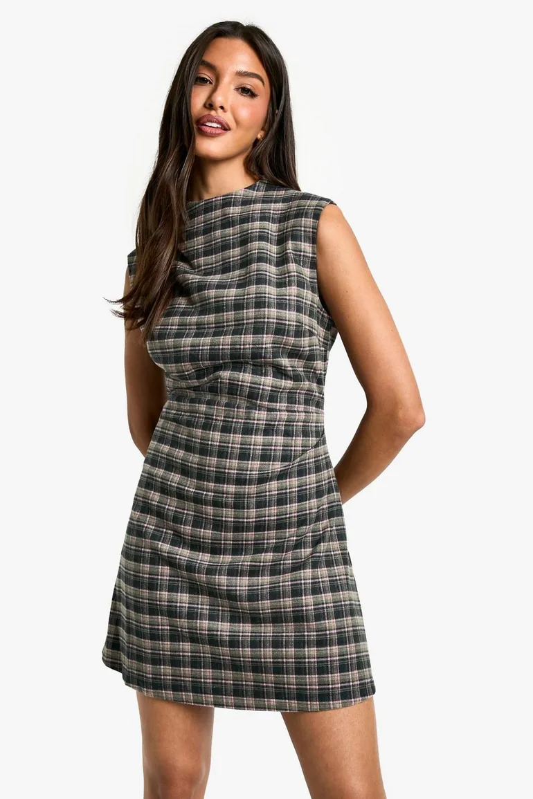 Check Tailored A-Line Mini Dress