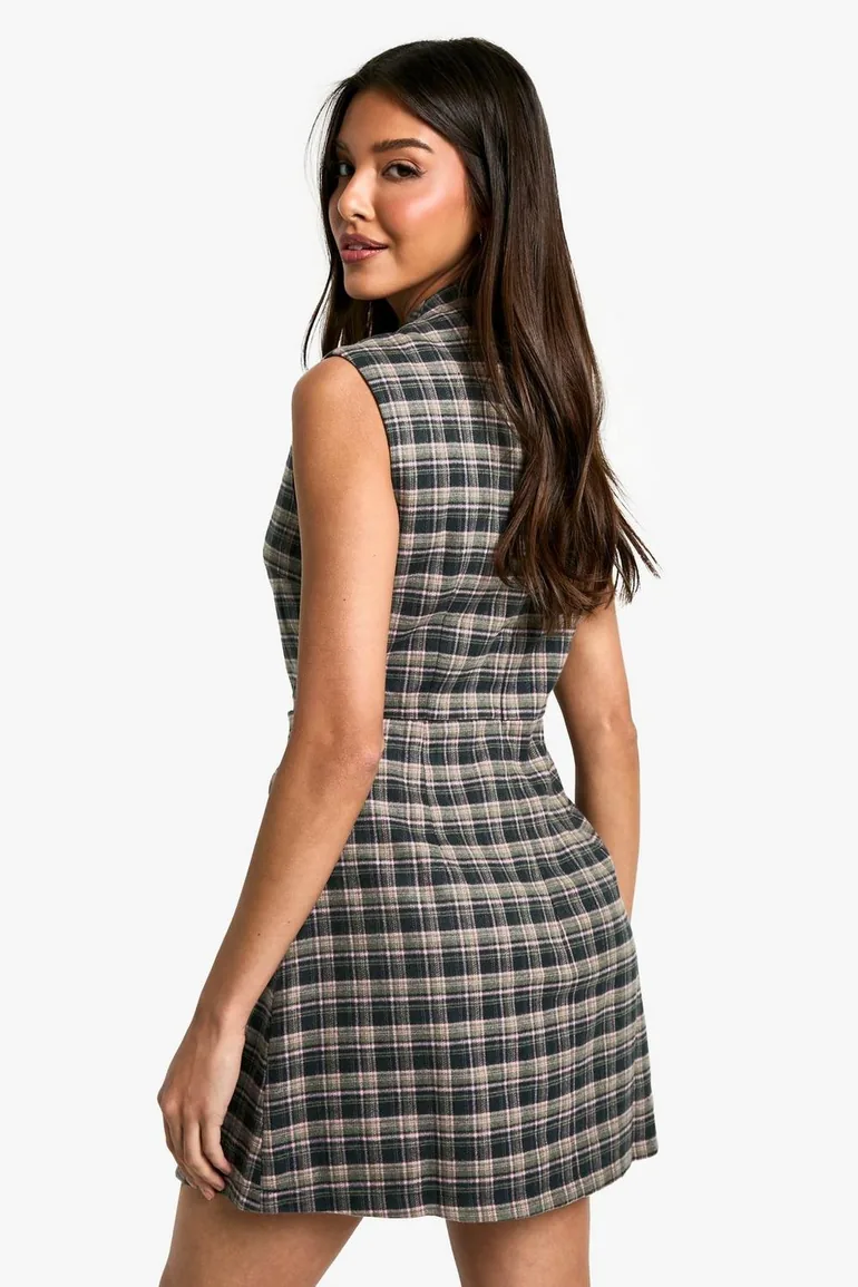 Check Tailored A-Line Mini Dress - 1