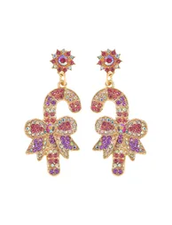 Candy Cane Bowknot Zircon Earrings - 2