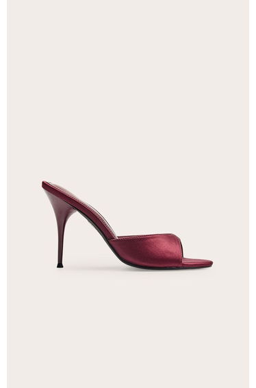 Maroon Satin High Heeled Mules product thumbnail 3