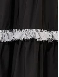 Solid Ruffled Hem Lace Insert A-Line Maxi Skirt - 2