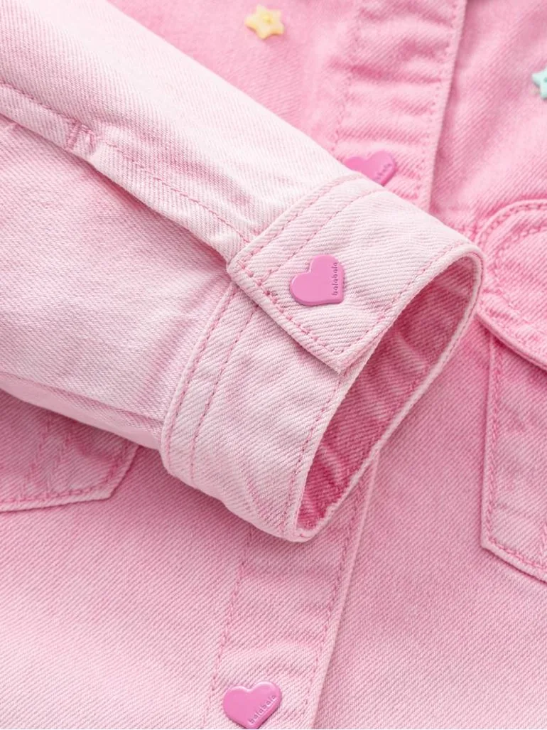 Girls' Heart Pocket Denim Jacket - 4