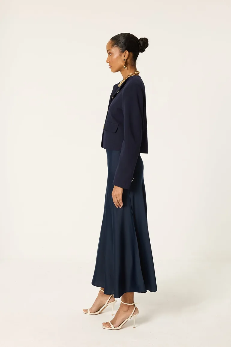 ELASTICATED WAIST SATIN SKIRT - 2