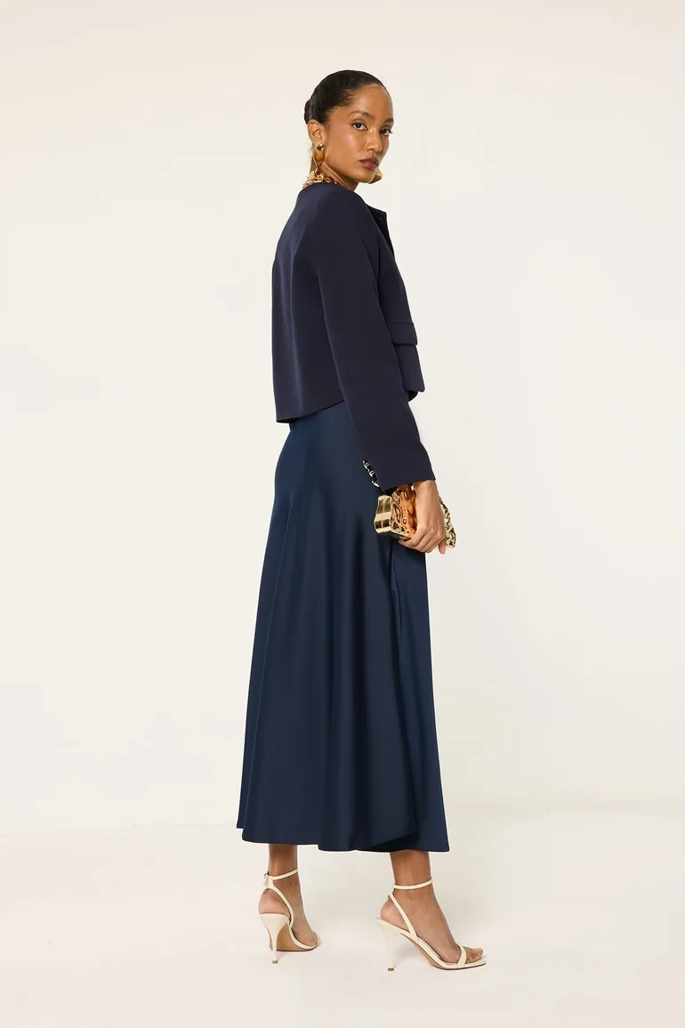 ELASTICATED WAIST SATIN SKIRT - 3