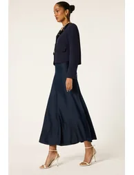 ELASTICATED WAIST SATIN SKIRT - 1