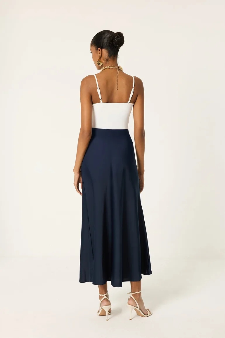ELASTICATED WAIST SATIN SKIRT - 4