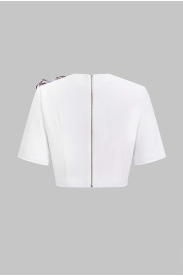 3D Floral Bow Short-Sleeve Zipper Shirt product thumbnail 2