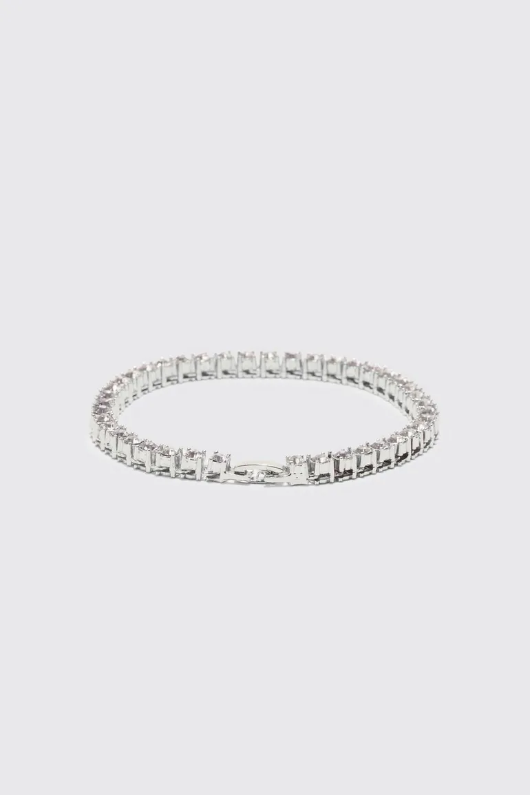 Iced Tennis Chain Bracelet - silver