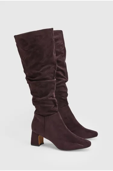 Kye Faux Suede Knee High Heeled Boots