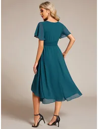 ever EDEN|Flowy Chiffon Round Neckline A-Line Knee Length Wedding Guest Dress - 1