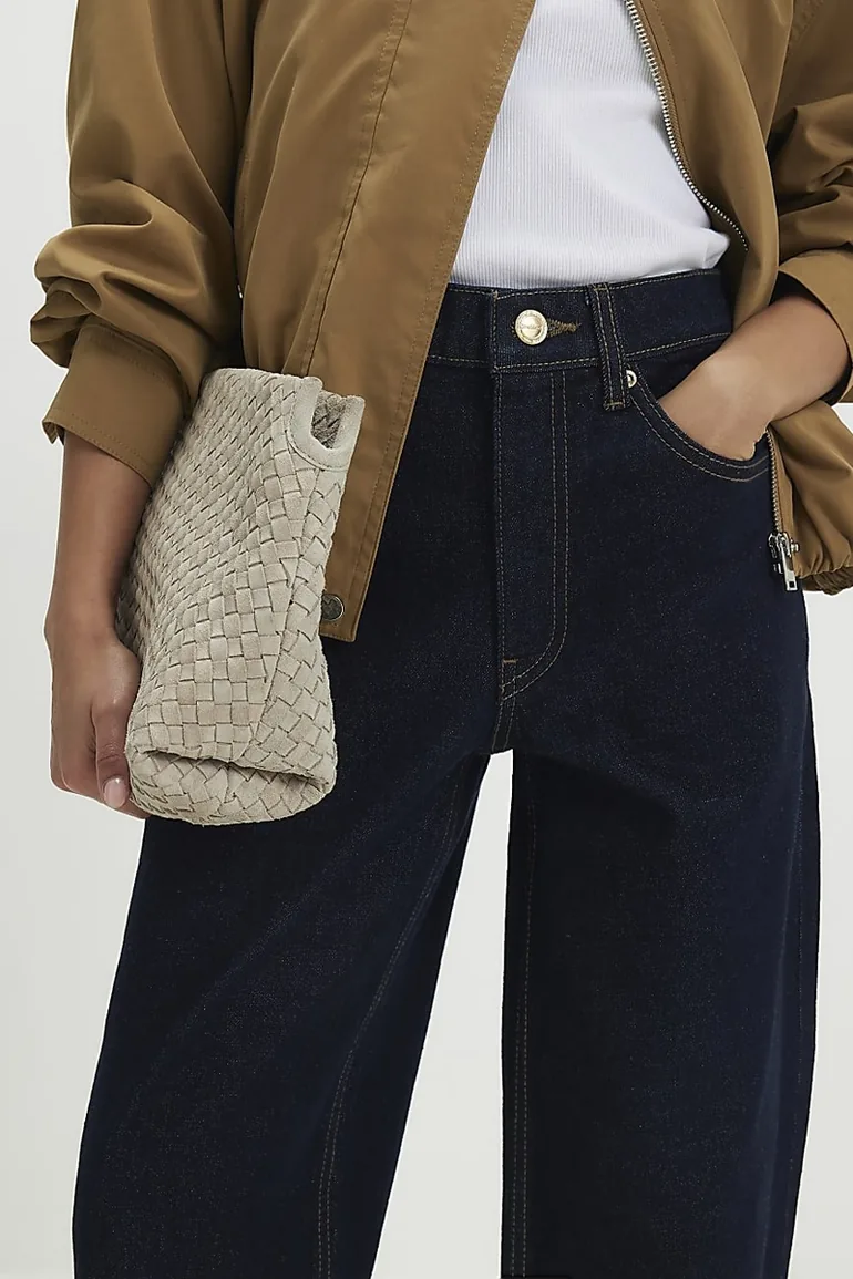 Petite Blue Mid Rise Barrel Leg Jeans - 3