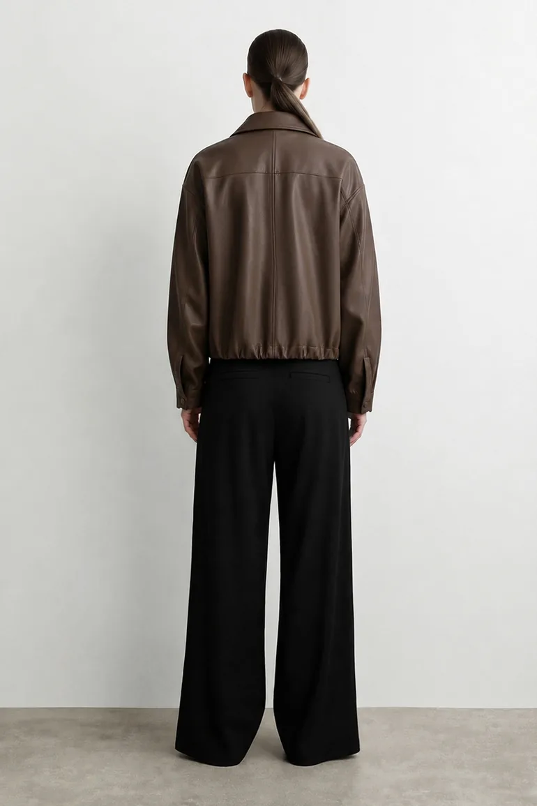 Ruched Wide Leg Casual Trousers - 4