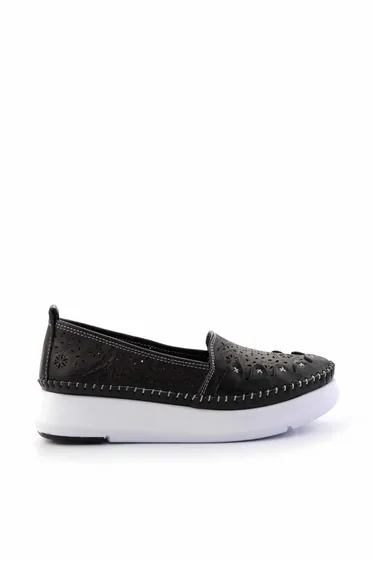 Black Genuine Leather Women's Casual Shoes