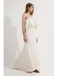 Soft Tailored Peplum Bandeau Tailored Maxi Dress
