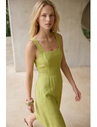 More Sustainable Yağ Yeşil Midi Woven Dress - 5