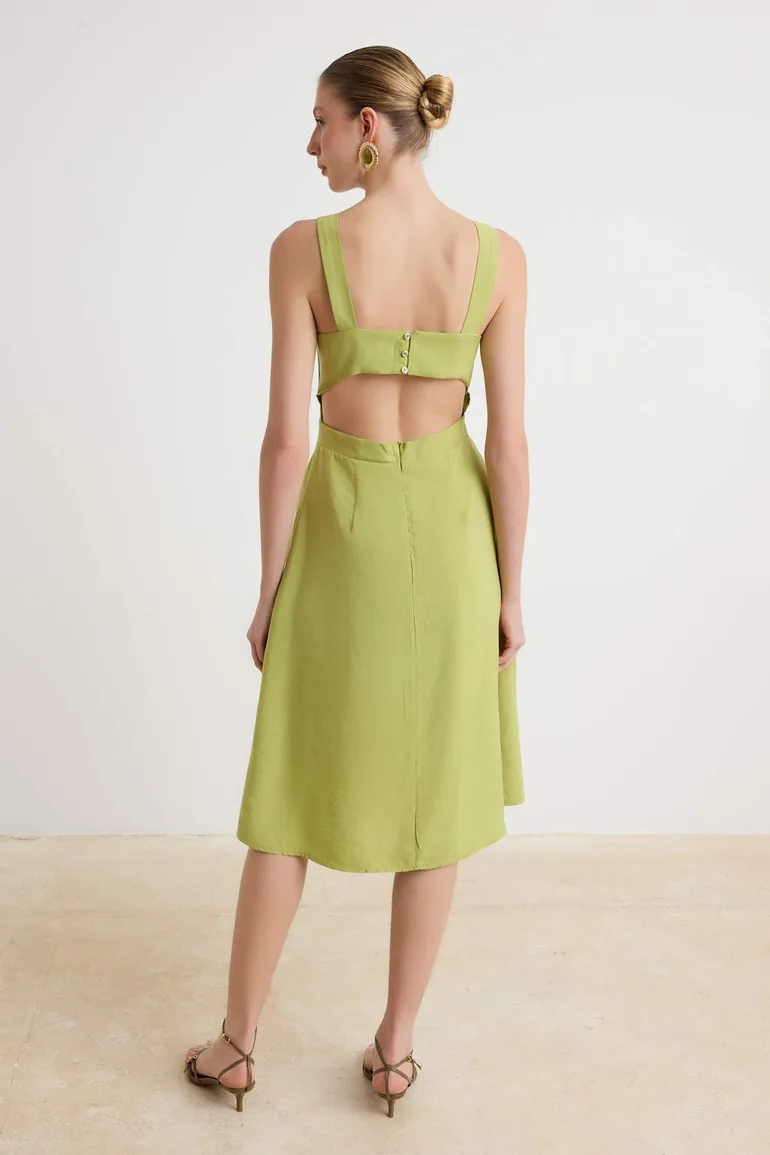 More Sustainable Yağ Yeşil Midi Woven Dress - 3