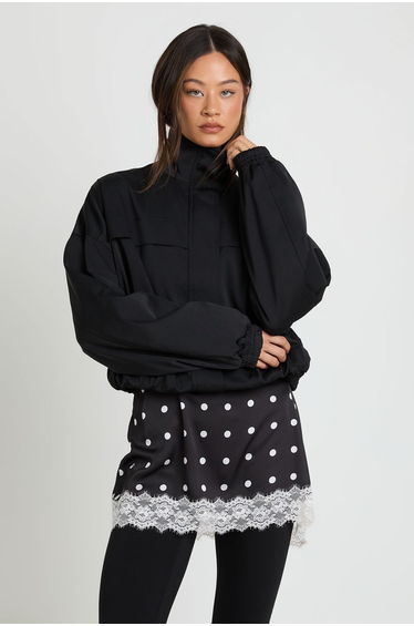 Tall Funnel Neck Bomber Jacket - black product thumbnail 3