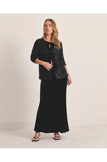 Bow Linear Sequin Cardigan