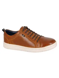 Roamers Mens Leather Trainers - Tan