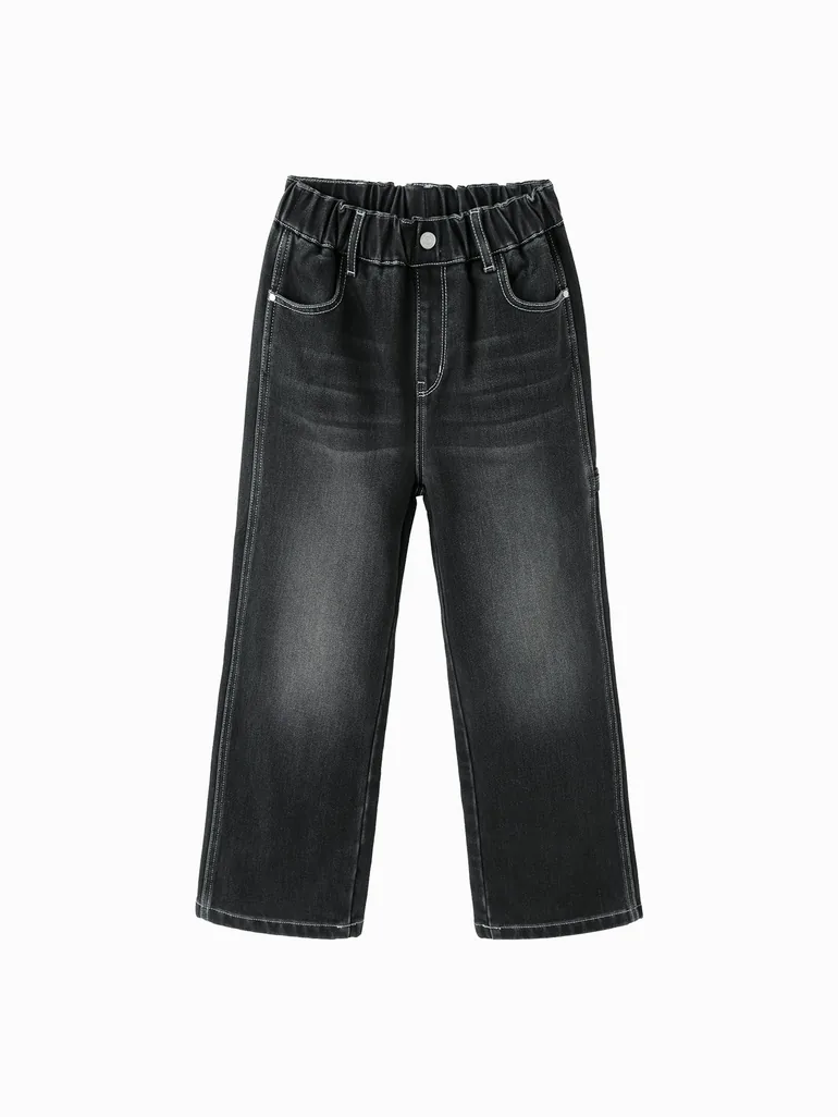 Boys' Straight Denim Pants with Elastic Waist - 3