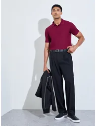 Men Regular Fit Polo with Rib Collar