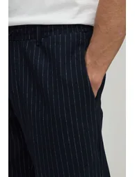 Baggy Fit Pinstripe Comfort Trousers - navy - 3