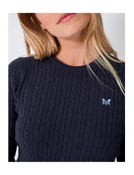 Heritage Cable Crew Neck Navy - 2