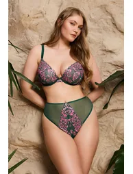 Ada Blossom Green & Pink Plunge Bra - 1