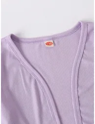 Girls Purple Floral Dress and Cardigan Set - 5