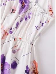 Girls Purple Floral Dress and Cardigan Set - 3