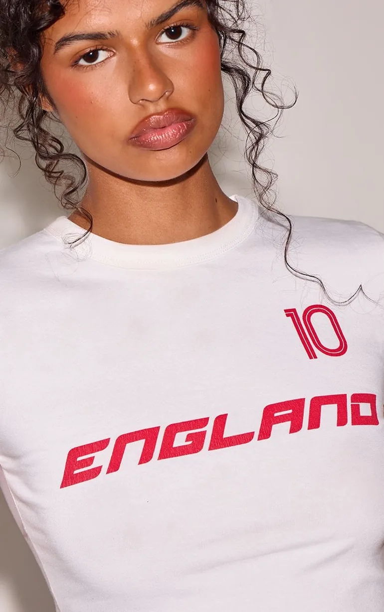 White Jersey England Logo Crop Top - 3