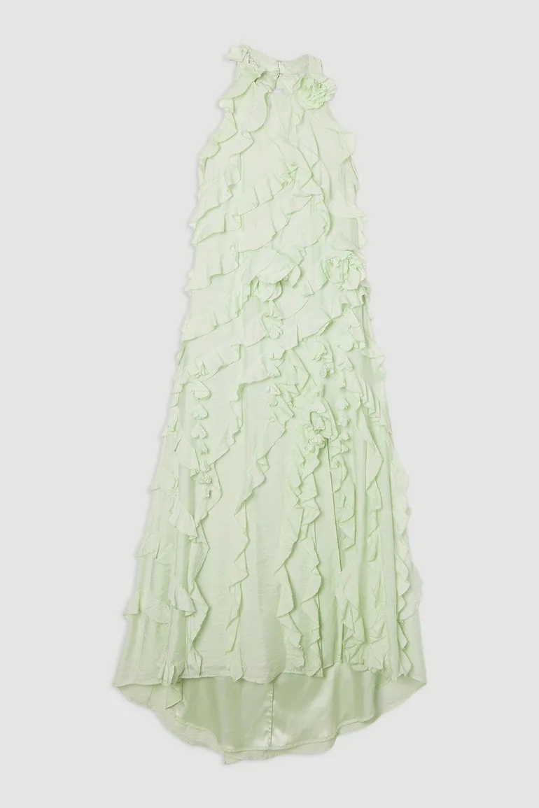 Embellished Ruffle Woven Maxi Dress - 3