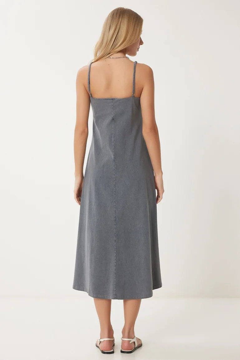 Women's Smoke Faded Effect Strappy Knit Dress - 3