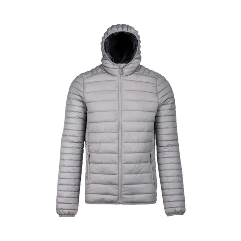 Kariban Mens Lightweight Hooded Down Jacket - Marl Silver