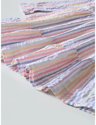 Striped Tiered Knee-Length Dress - 4