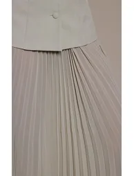 Sage Woven Sleeveless Waistcoat Chiffon Pleated Hem Maxi Dress - 3