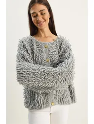 LUCCI Textured Button-Up Cardigan - 4